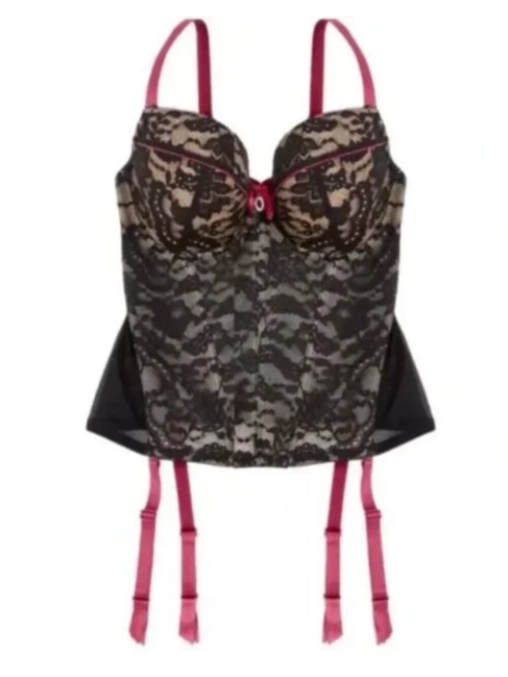 Adore Me Moreen Black Bustier Sheer Lace Underwire Corset Sexy Vamp Goth Boned